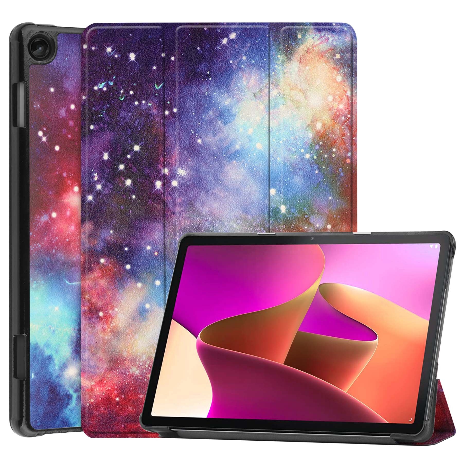 Nomfy Hoes Geschikt voor Lenovo Tab M10 (3rd gen) Hoes Tri-fold Tablet Hoesje Case Met Screenprotector - Hoesje Geschikt voor Lenovo Tab M10 (3e gen) Hoesje Hardcover Bookcase - Galaxy