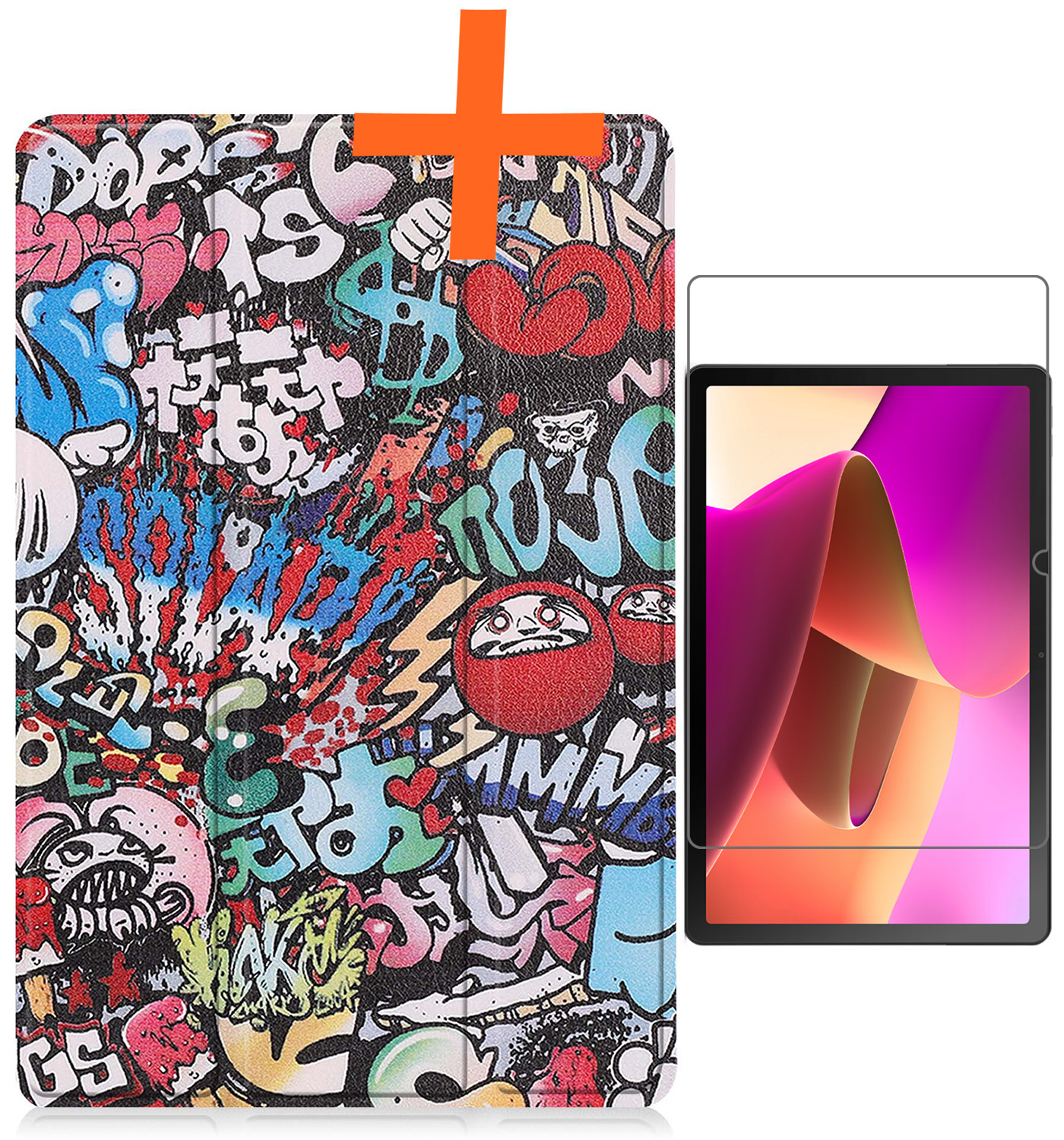 Nomfy Hoes Geschikt voor Lenovo Tab M10 (3rd gen) Hoes Tri-fold Tablet Hoesje Case Met Screenprotector - Hoesje Geschikt voor Lenovo Tab M10 (3e gen) Hoesje Hardcover Bookcase - Graffity