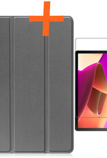Nomfy Hoes Geschikt voor Lenovo Tab M10 (3rd gen) Hoes Tri-fold Tablet Hoesje Case Met Screenprotector - Hoesje Geschikt voor Lenovo Tab M10 (3e gen) Hoesje Hardcover Bookcase - Grijs