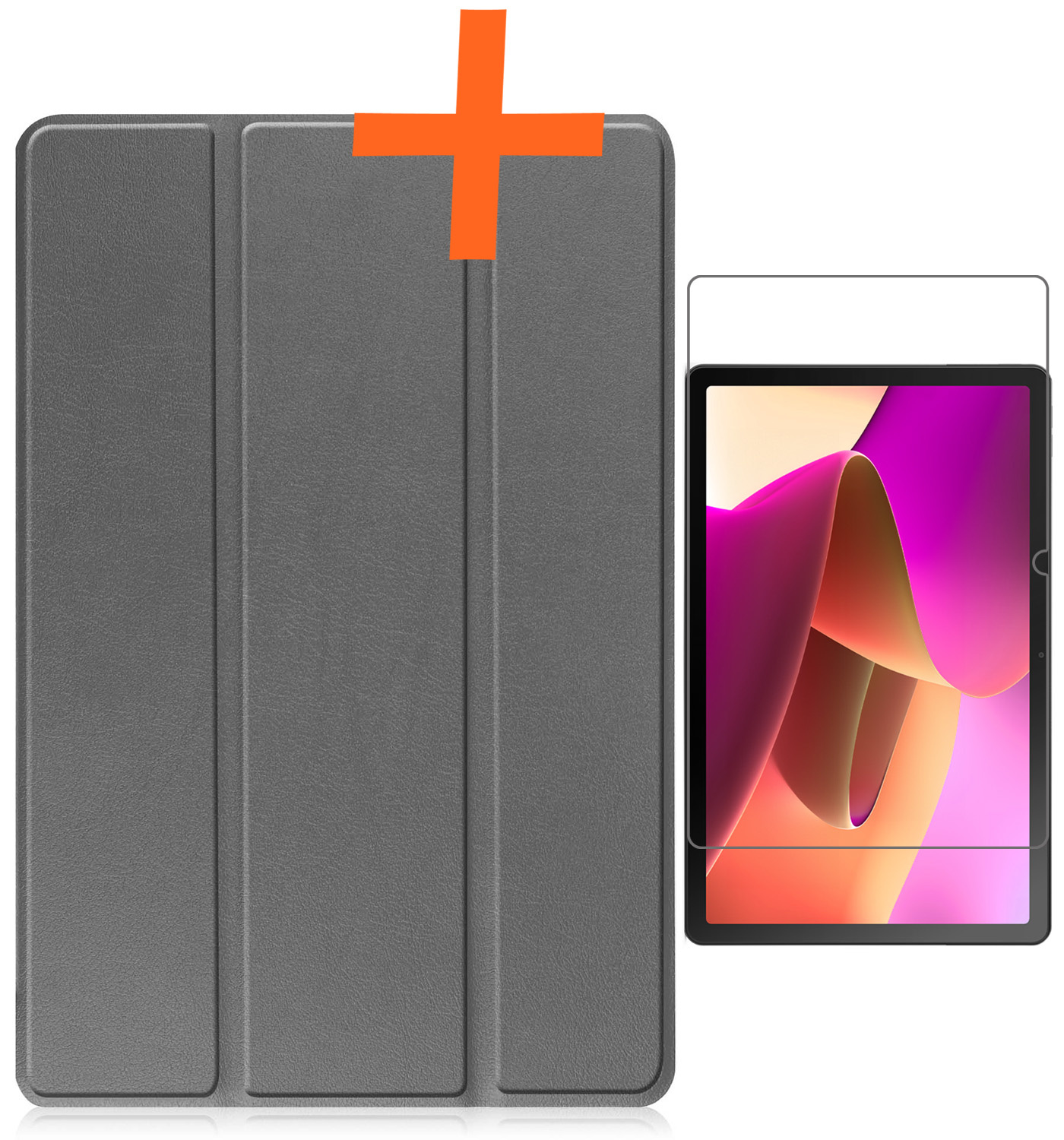 Nomfy Hoes Geschikt voor Lenovo Tab M10 (3rd gen) Hoes Tri-fold Tablet Hoesje Case Met Screenprotector - Hoesje Geschikt voor Lenovo Tab M10 (3e gen) Hoesje Hardcover Bookcase - Grijs
