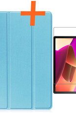 Nomfy Hoes Geschikt voor Lenovo Tab M10 (3rd gen) Hoes Tri-fold Tablet Hoesje Case Met Screenprotector - Hoesje Geschikt voor Lenovo Tab M10 (3e gen) Hoesje Hardcover Bookcase - Lichtblauw