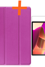Nomfy Hoes Geschikt voor Lenovo Tab M10 (3rd gen) Hoes Tri-fold Tablet Hoesje Case Met Screenprotector - Hoesje Geschikt voor Lenovo Tab M10 (3e gen) Hoesje Hardcover Bookcase - Paars