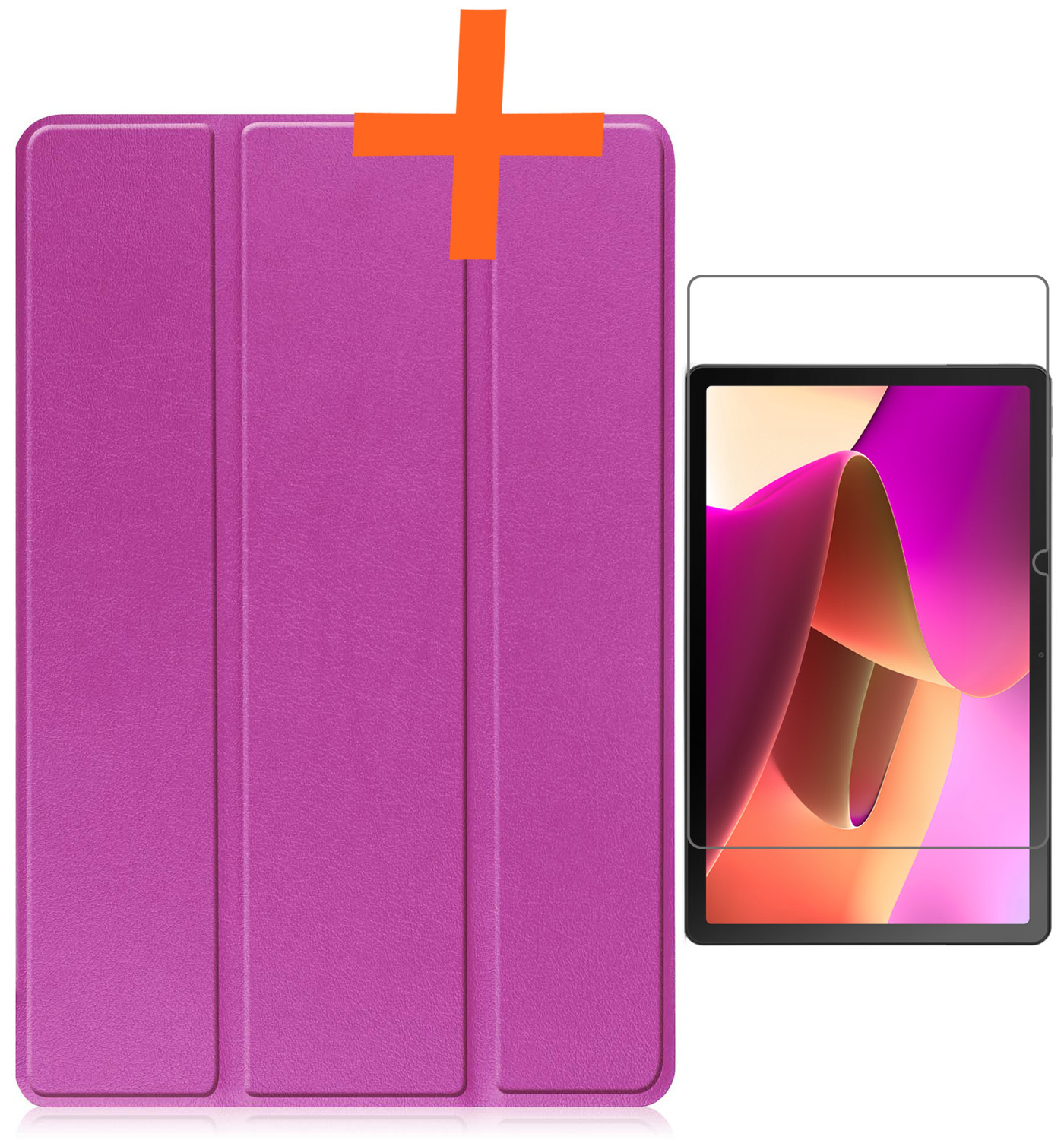 Nomfy Hoes Geschikt voor Lenovo Tab M10 (3rd gen) Hoes Tri-fold Tablet Hoesje Case Met Screenprotector - Hoesje Geschikt voor Lenovo Tab M10 (3e gen) Hoesje Hardcover Bookcase - Paars