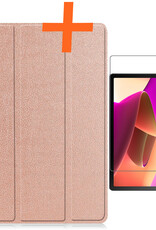 Nomfy Hoes Geschikt voor Lenovo Tab M10 (3rd gen) Hoes Tri-fold Tablet Hoesje Case Met Screenprotector - Hoesje Geschikt voor Lenovo Tab M10 (3e gen) Hoesje Hardcover Bookcase - Rosé goud