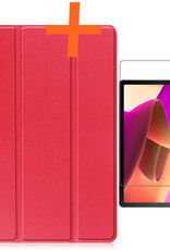 Nomfy Hoes Geschikt voor Lenovo Tab M10 (3rd gen) Hoes Tri-fold Tablet Hoesje Case Met Screenprotector - Hoesje Geschikt voor Lenovo Tab M10 (3e gen) Hoesje Hardcover Bookcase - Rood