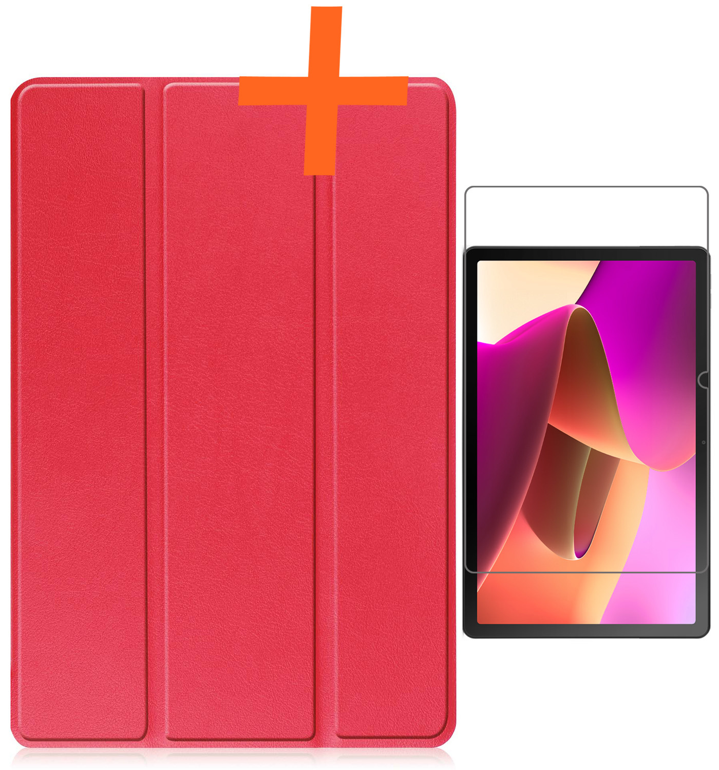 Nomfy Hoes Geschikt voor Lenovo Tab M10 (3rd gen) Hoes Tri-fold Tablet Hoesje Case Met Screenprotector - Hoesje Geschikt voor Lenovo Tab M10 (3e gen) Hoesje Hardcover Bookcase - Rood