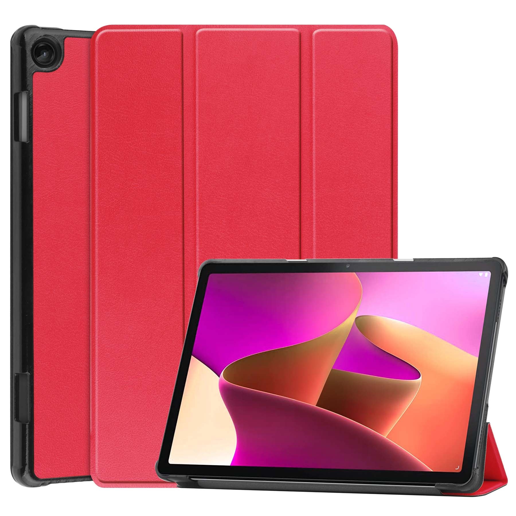 Nomfy Hoes Geschikt voor Lenovo Tab M10 (3rd gen) Hoes Tri-fold Tablet Hoesje Case Met Screenprotector - Hoesje Geschikt voor Lenovo Tab M10 (3e gen) Hoesje Hardcover Bookcase - Rood