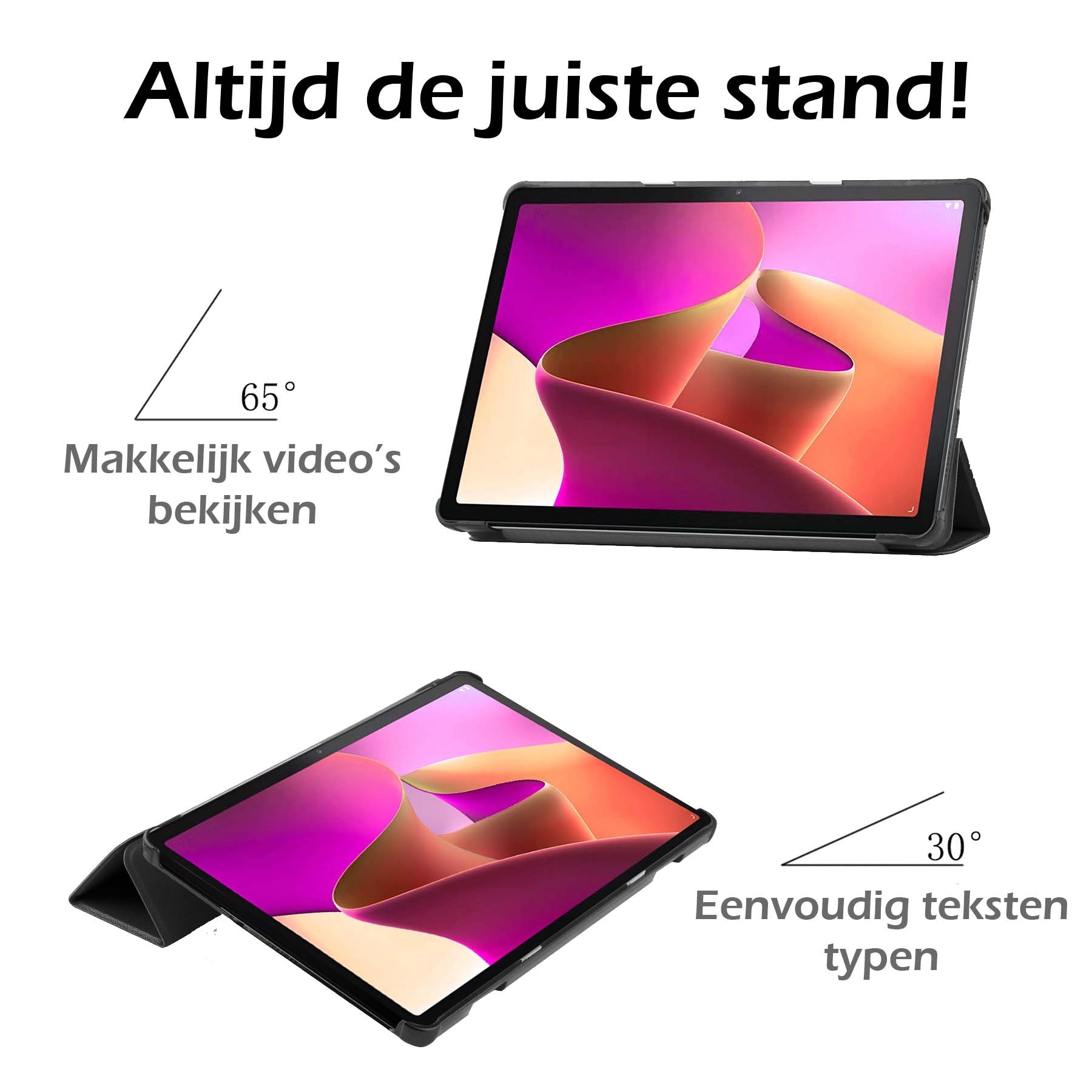 Nomfy Hoes Geschikt voor Lenovo Tab M10 (3rd gen) Hoes Tri-fold Tablet Hoesje Case Met Screenprotector - Hoesje Geschikt voor Lenovo Tab M10 (3e gen) Hoesje Hardcover Bookcase - Zwart