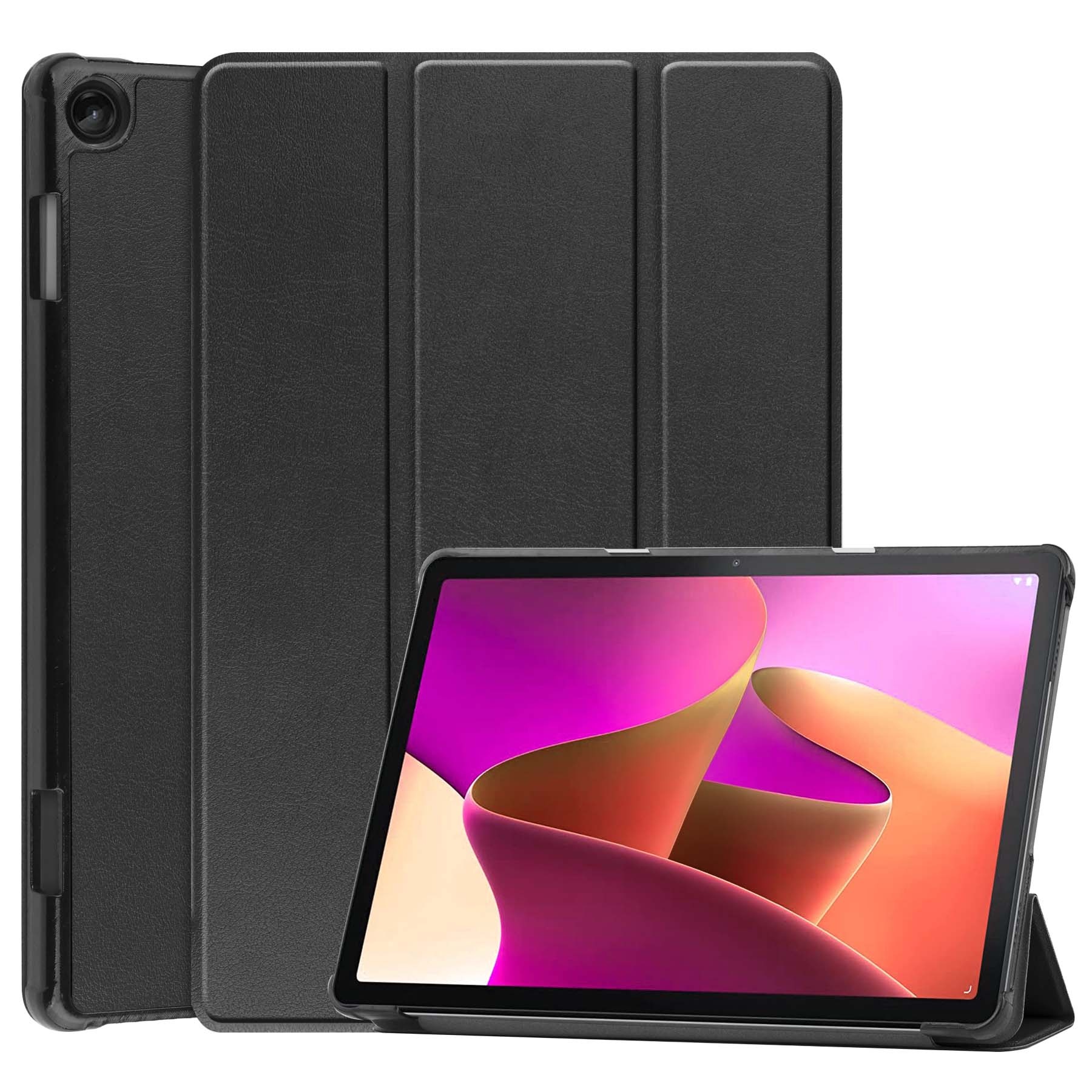 Nomfy Hoes Geschikt voor Lenovo Tab M10 (3rd gen) Hoes Tri-fold Tablet Hoesje Case Met Screenprotector - Hoesje Geschikt voor Lenovo Tab M10 (3e gen) Hoesje Hardcover Bookcase - Zwart