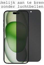 BASEY. Screenprotector Geschikt voor iPhone 15 Screenprotector Privacy Beschermglas - Screenprotector Geschikt voor iPhone 15 Screen Protector Full Screen Privacy - 3 Stuks