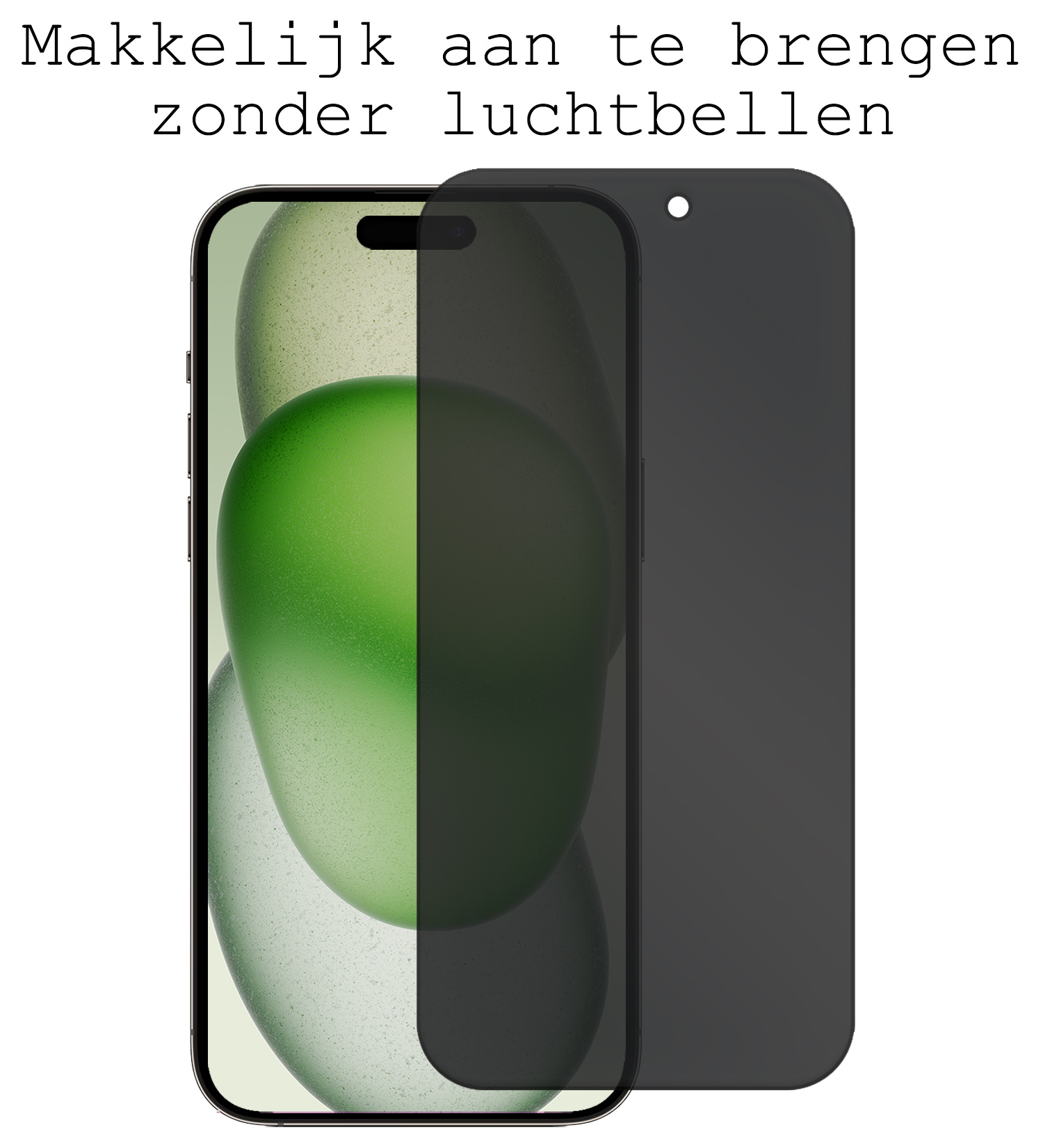 BASEY. Screenprotector Geschikt voor iPhone 15 Screenprotector Privacy Beschermglas - Screenprotector Geschikt voor iPhone 15 Screen Protector Full Screen Privacy - 3 Stuks