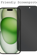 BASEY. Screenprotector Geschikt voor iPhone 15 Screenprotector Privacy Beschermglas - Screenprotector Geschikt voor iPhone 15 Screen Protector Full Screen Privacy - 3 Stuks