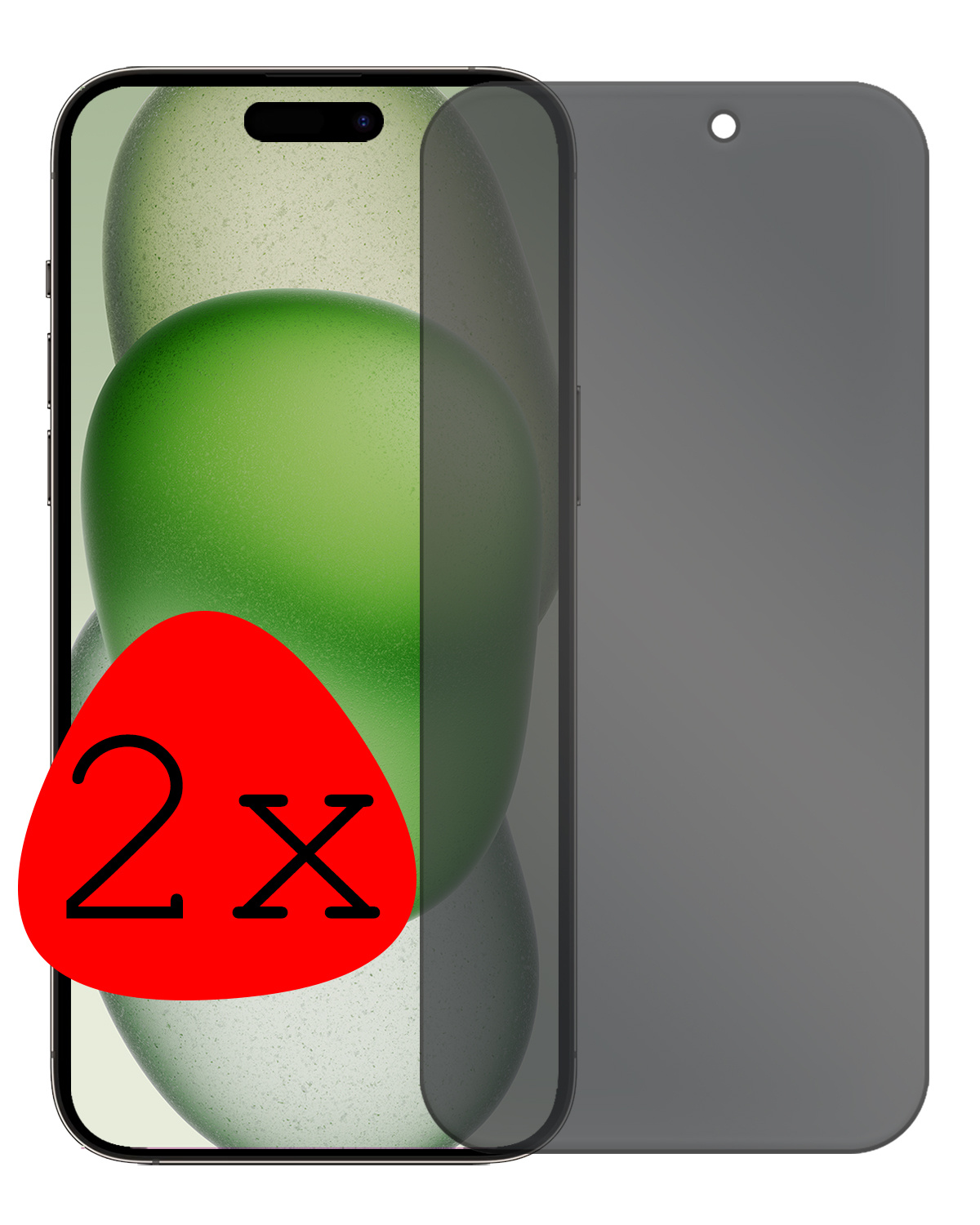 BASEY. Screenprotector Geschikt voor iPhone 15 Plus Screenprotector Privacy Beschermglas - Screenprotector Geschikt voor iPhone 15 Plus Screen Protector Full Screen Privacy - 2 Stuks