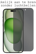 BASEY. Screenprotector Geschikt voor iPhone 15 Plus Screenprotector Privacy Beschermglas - Screenprotector Geschikt voor iPhone 15 Plus Screen Protector Full Screen Privacy - 2 Stuks
