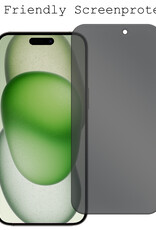 BASEY. Screenprotector Geschikt voor iPhone 15 Plus Screenprotector Privacy Beschermglas - Screenprotector Geschikt voor iPhone 15 Plus Screen Protector Full Screen Privacy - 2 Stuks