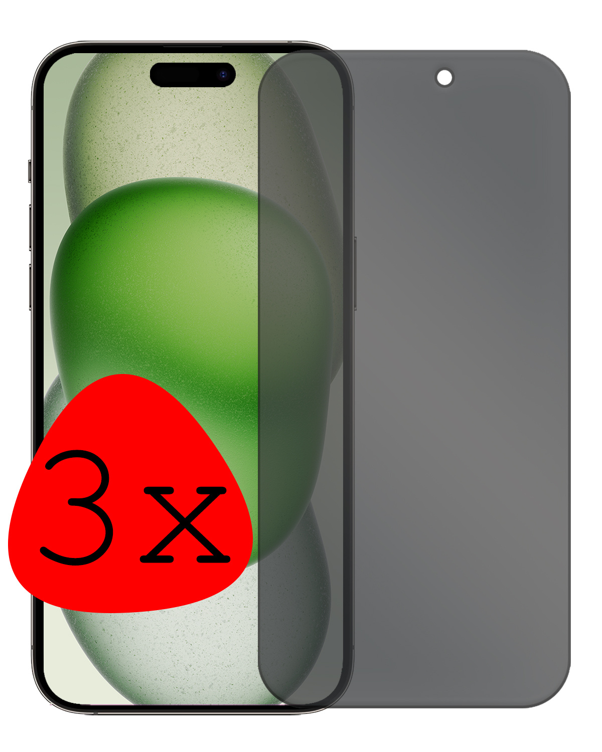 BASEY. Screenprotector Geschikt voor iPhone 15 Plus Screenprotector Privacy Beschermglas - Screenprotector Geschikt voor iPhone 15 Plus Screen Protector Full Screen Privacy - 3 Stuks