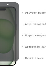 BASEY. Screenprotector Geschikt voor iPhone 15 Pro Screenprotector Privacy Beschermglas - Screenprotector Geschikt voor iPhone 15 Pro Screen Protector Full Screen Privacy - 2 Stuks