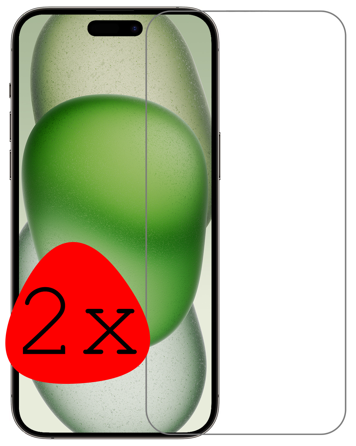 BASEY. Screenprotector Geschikt voor iPhone 15 Plus Screenprotector Tempered Glass - Screenprotector Geschikt voor iPhone 15 Plus Beschermglas Screen Protector Glas - 2 Stuks