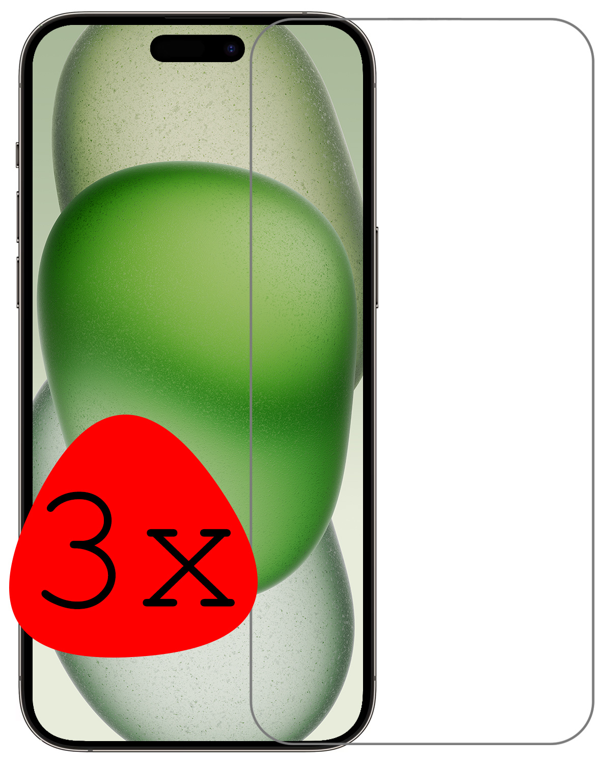 BASEY. Screenprotector Geschikt voor iPhone 15 Pro Max Screenprotector Tempered Glass - Screenprotector Geschikt voor iPhone 15 Pro Max Beschermglas Screen Protector Glas - 3 Stuks