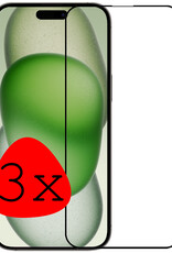 BASEY. Screenprotector Geschikt voor iPhone 15 Screenprotector Beschermglas Full Cover - Screenprotector Geschikt voor iPhone 15 Screen Protector Full Cover - 3 Stuks