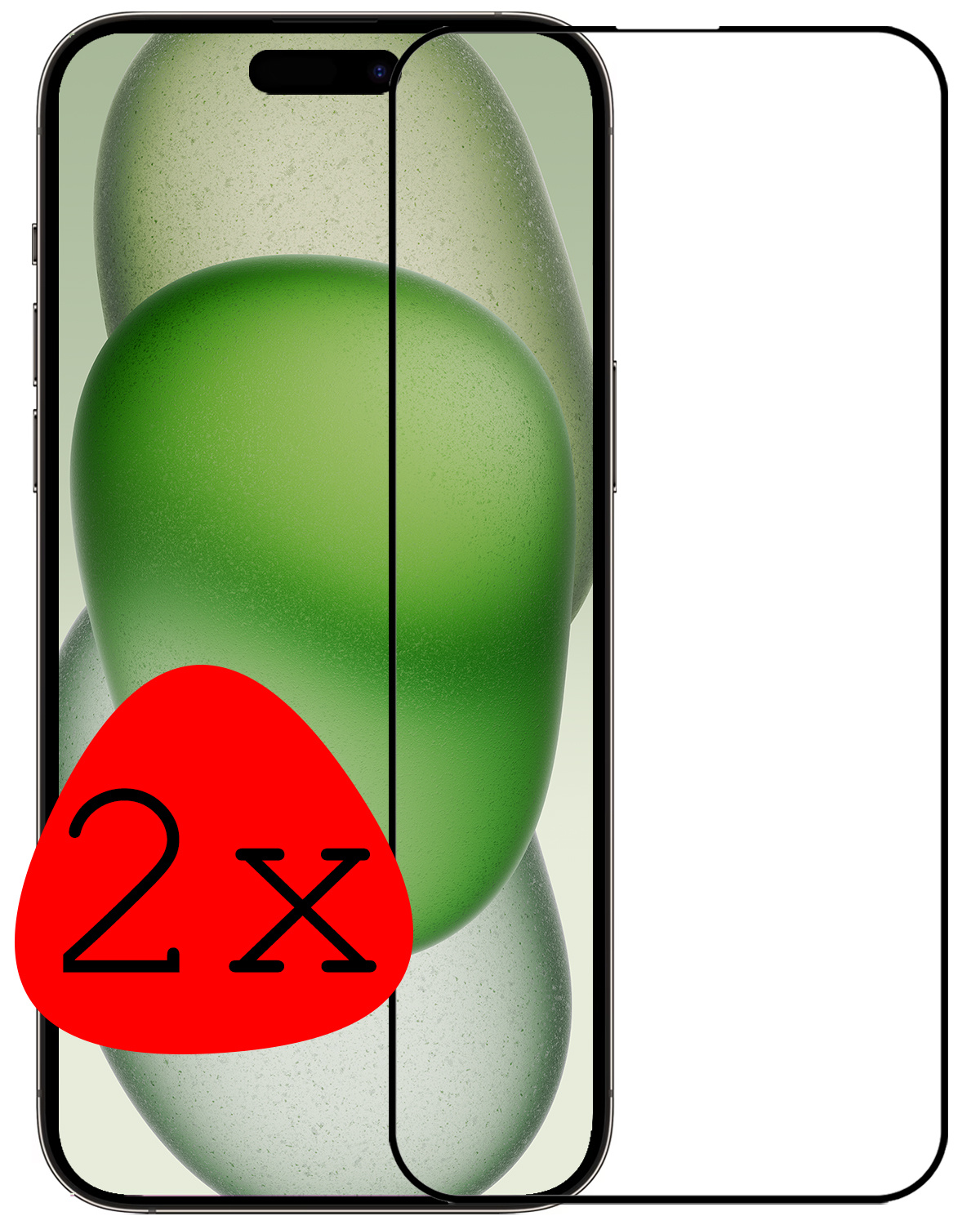 BASEY. Screenprotector Geschikt voor iPhone 15 Plus Screenprotector Beschermglas Full Cover - Screenprotector Geschikt voor iPhone 15 Plus Screen Protector Full Cover - 2 Stuks