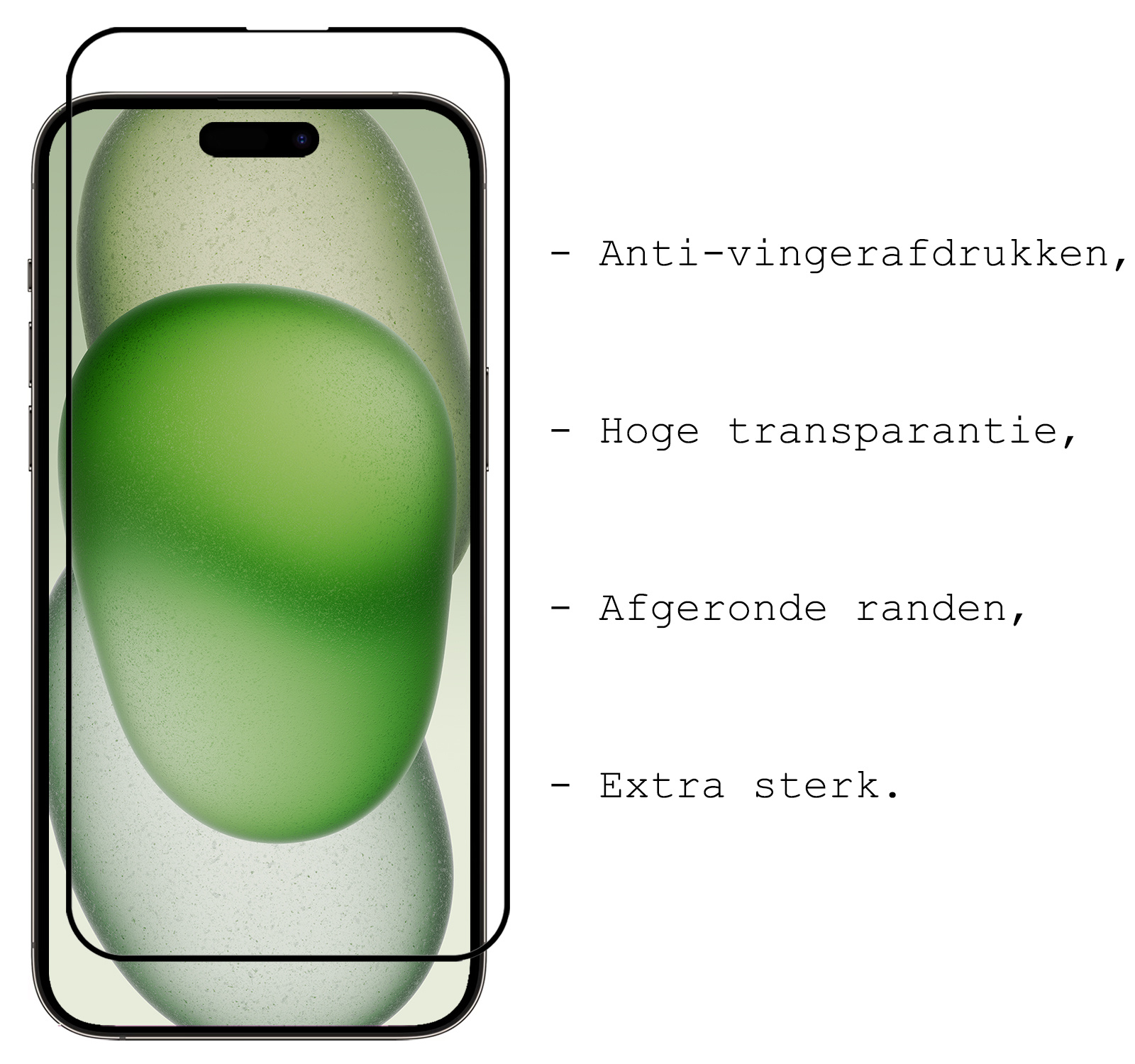 BASEY. Screenprotector Geschikt voor iPhone 15 Plus Screenprotector Beschermglas Full Cover - Screenprotector Geschikt voor iPhone 15 Plus Screen Protector Full Cover - 2 Stuks