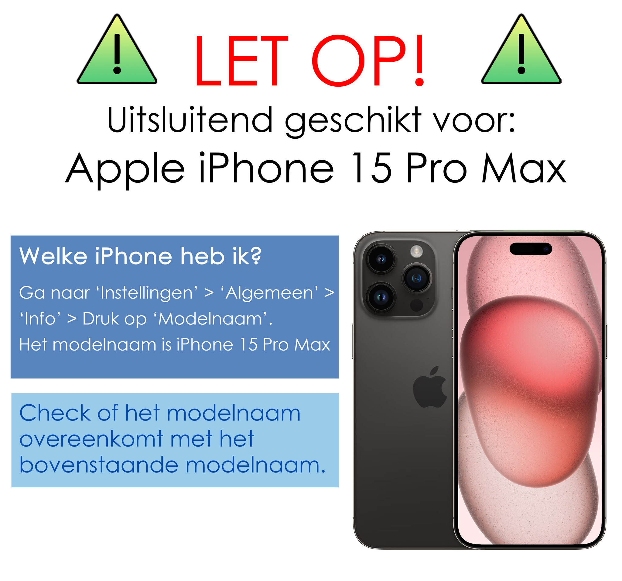 NoXx Screenprotector Geschikt voor iPhone 15 Pro Max Screenprotector Tempered Glass Gehard Glas Beschermglas - 3x