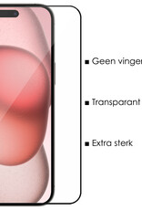 NoXx Screenprotector Geschikt voor iPhone 15 Screenprotector Tempered Glass Gehard Glas Full Cover - 3x