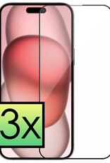 NoXx Screenprotector Geschikt voor iPhone 15 Pro Screenprotector Tempered Glass Gehard Glas Full Cover - 3x