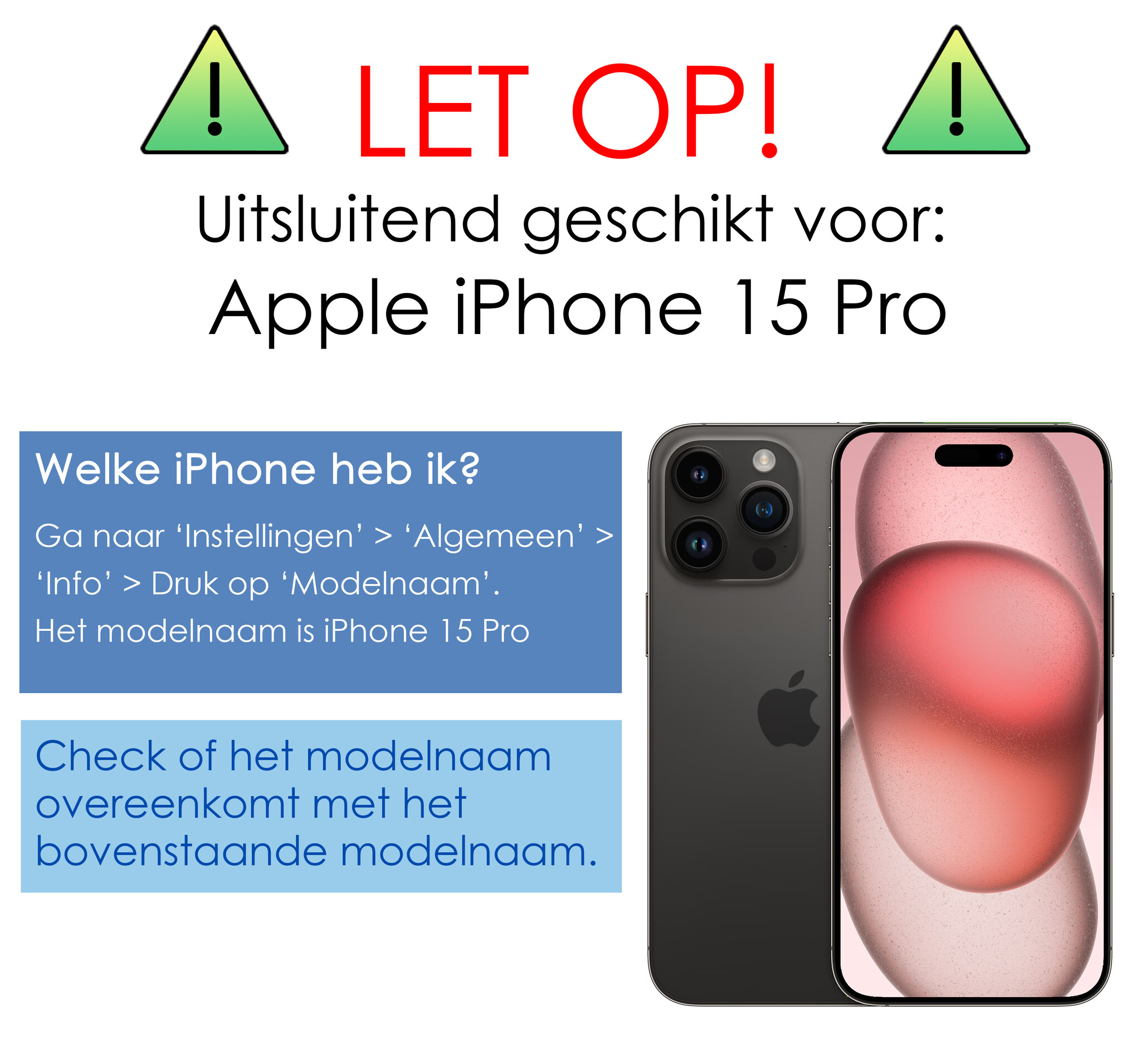 NoXx Screenprotector Geschikt voor iPhone 15 Pro Screenprotector Tempered Glass Gehard Glas Full Cover - 3x