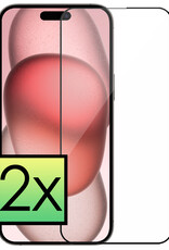 NoXx Screenprotector Geschikt voor iPhone 15 Pro Max Screenprotector Tempered Glass Gehard Glas Full Cover - 2x