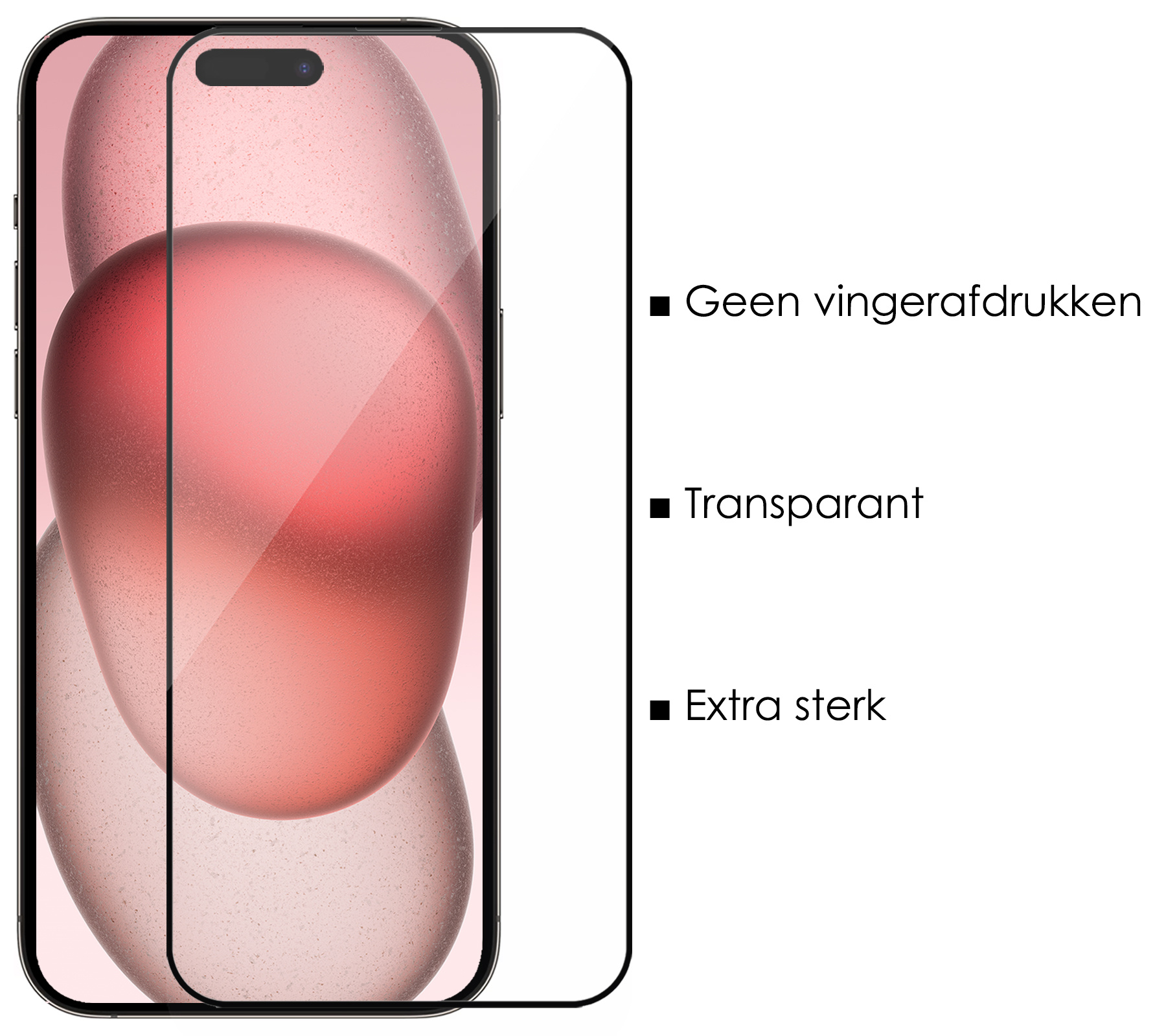 NoXx Screenprotector Geschikt voor iPhone 15 Pro Max Screenprotector Tempered Glass Gehard Glas Full Cover - 2x