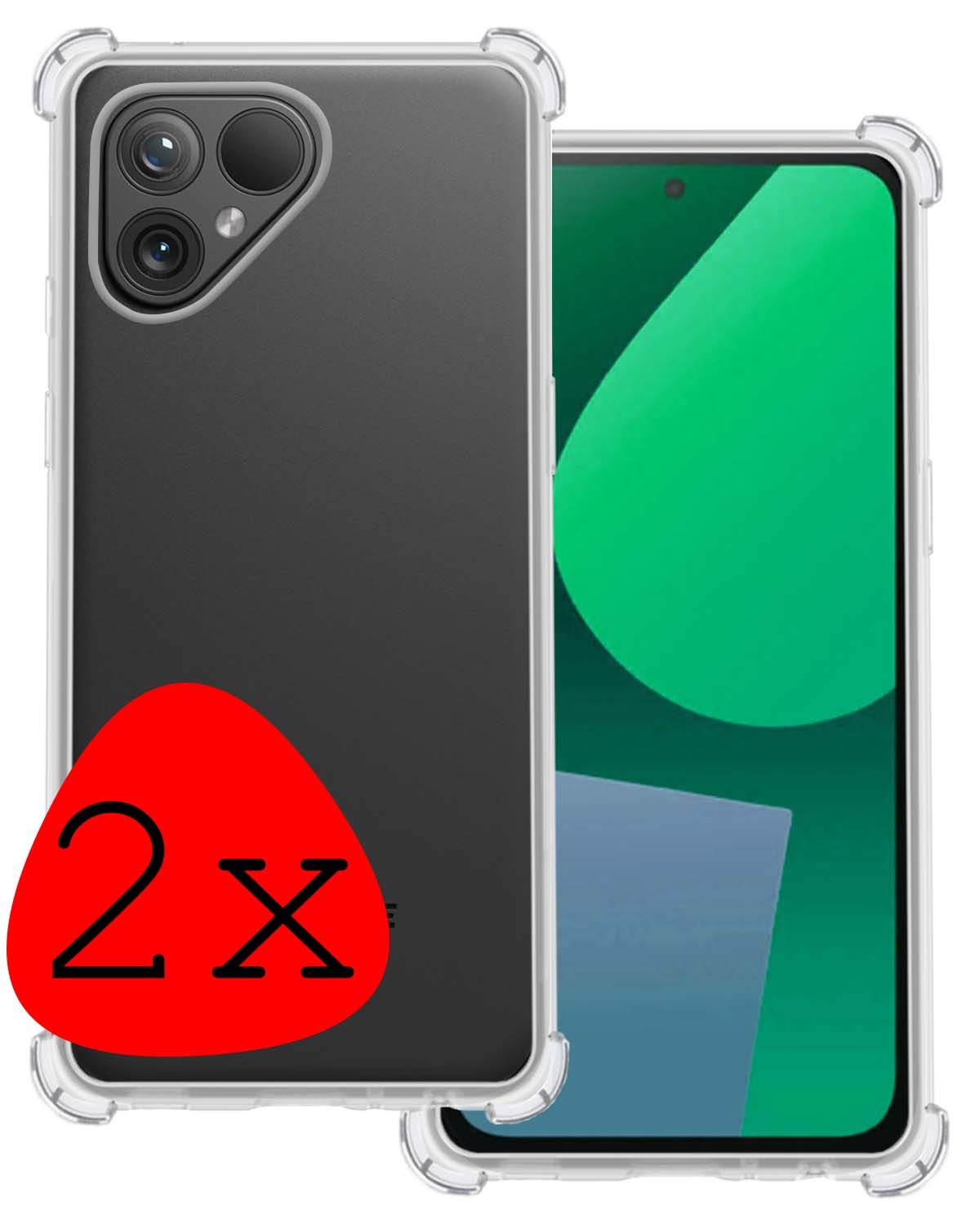 BASEY. Hoes Geschikt voor Fairphone 5 Hoesje Shock Proof Case Hoes Siliconen - Hoesje Geschikt voor Fairphone 5 Hoes Cover Shockproof - Transparant - 2 Stuks