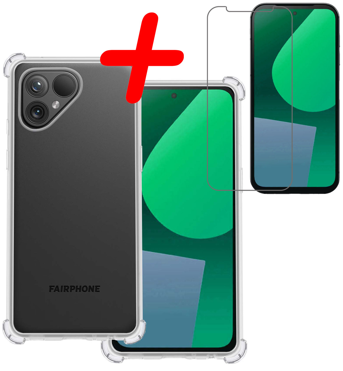 BASEY. Hoes Geschikt voor Fairphone 5 Hoesje Shock Proof Case Hoes Siliconen Met Screenprotector - Hoesje Geschikt voor Fairphone 5 Hoes Cover Shockproof - Transparant