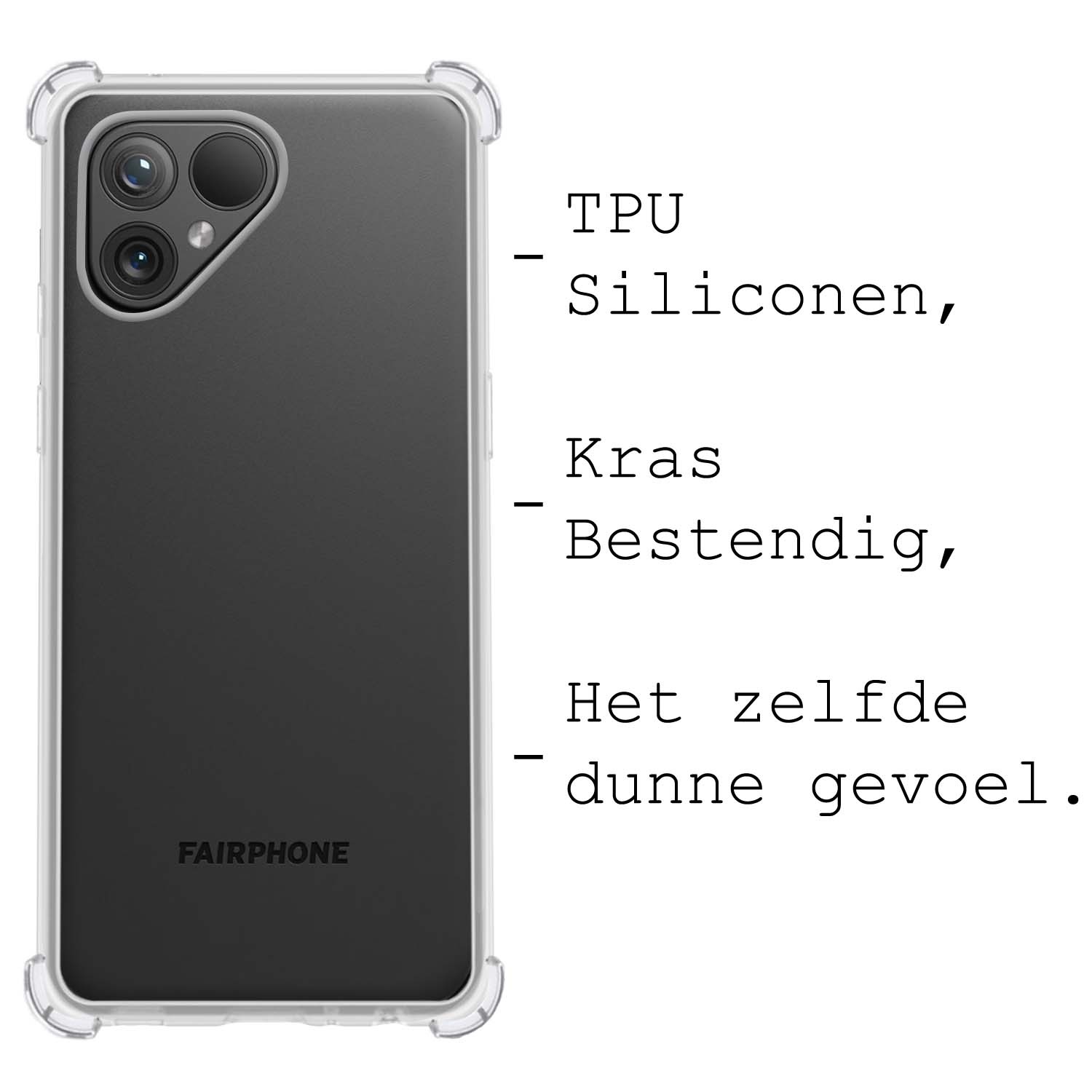 BASEY. Hoes Geschikt voor Fairphone 5 Hoesje Shock Proof Case Hoes Siliconen Met Screenprotector - Hoesje Geschikt voor Fairphone 5 Hoes Cover Shockproof - Transparant
