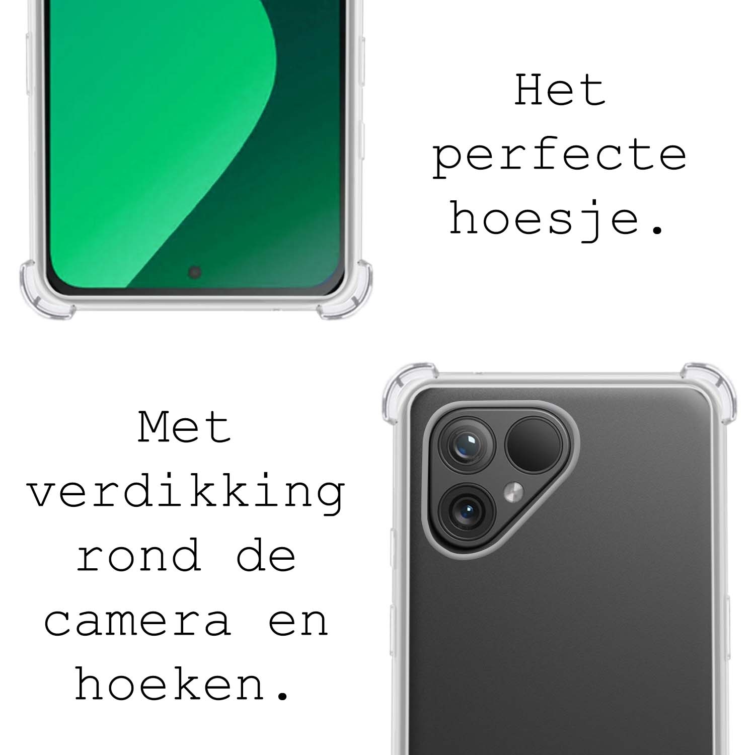 BASEY. Hoes Geschikt voor Fairphone 5 Hoesje Shock Proof Case Hoes Siliconen Met Screenprotector - Hoesje Geschikt voor Fairphone 5 Hoes Cover Shockproof - Transparant
