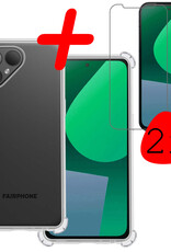 BASEY. Hoes Geschikt voor Fairphone 5 Hoesje Shock Proof Case Hoes Siliconen Met 2x Screenprotector - Hoesje Geschikt voor Fairphone 5 Hoes Cover Shockproof - Transparant