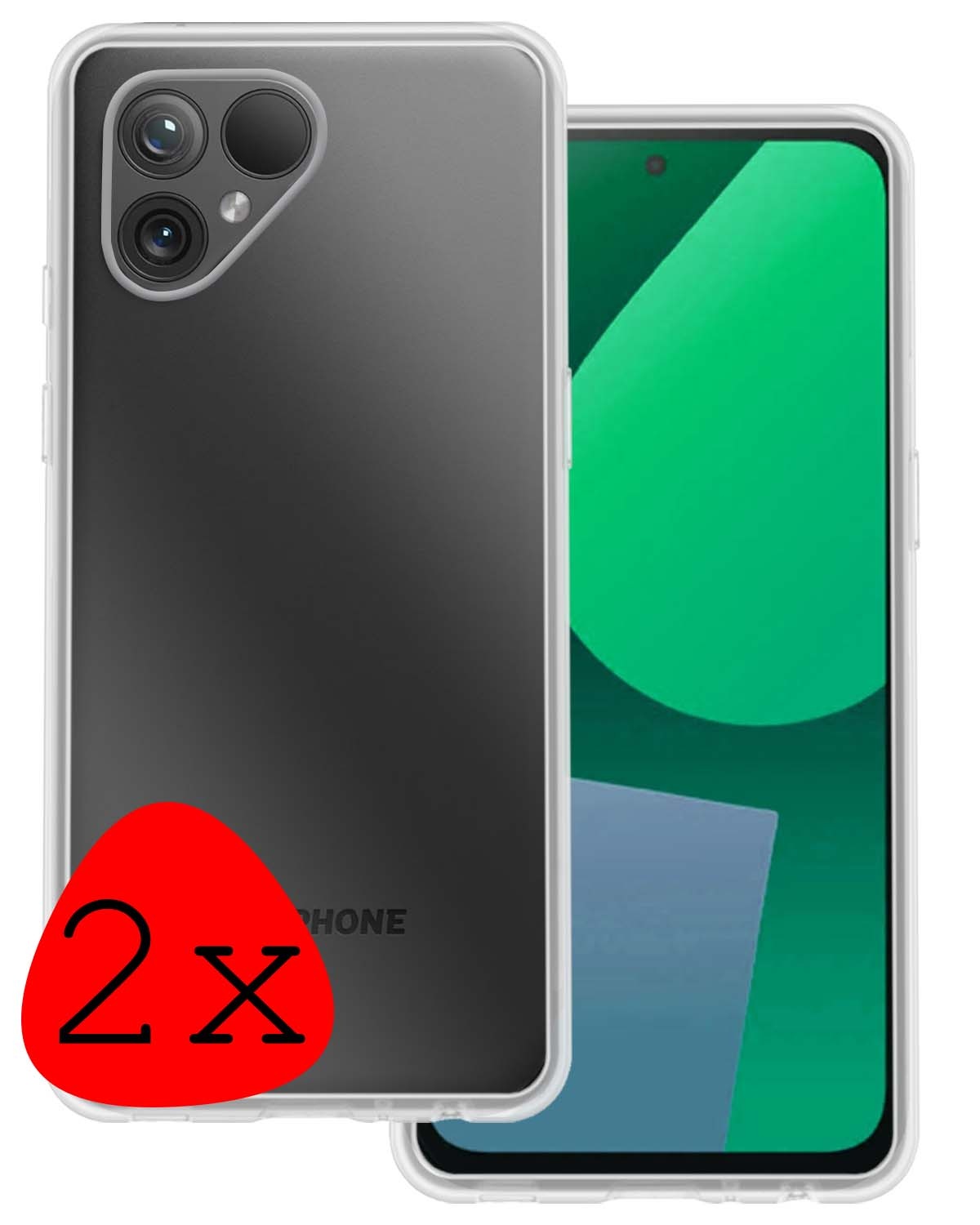 BASEY. Hoes Geschikt voor Fairphone 5 Hoesje Siliconen Back Cover Case - Hoesje Geschikt voor Fairphone 5 Hoes Cover Hoesje - Transparant - 2 Stuks