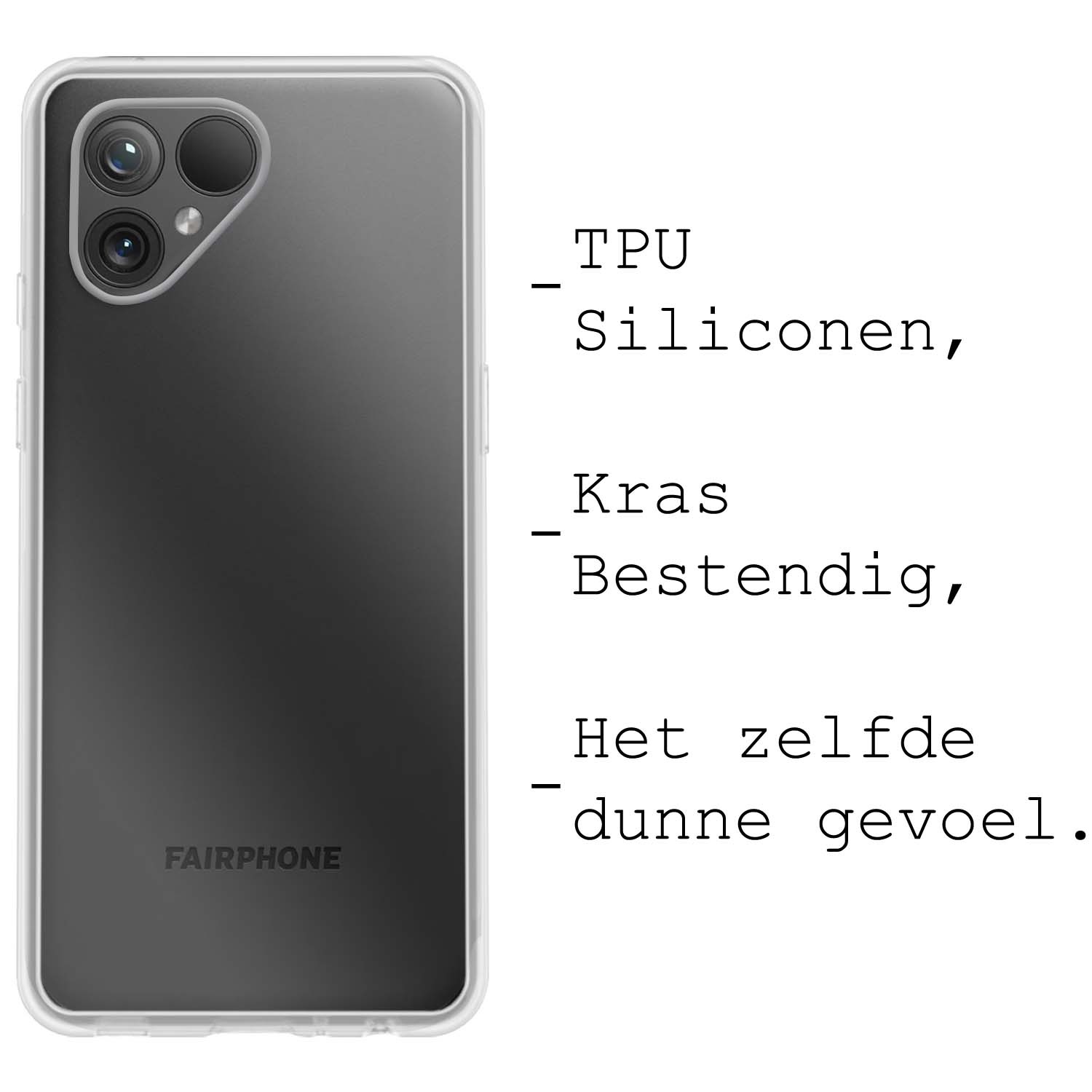 BASEY. Hoes Geschikt voor Fairphone 5 Hoesje Siliconen Back Cover Case - Hoesje Geschikt voor Fairphone 5 Hoes Cover Hoesje - Transparant - 2 Stuks