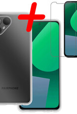 BASEY. Hoes Geschikt voor Fairphone 5 Hoesje Siliconen Back Cover Case Met Screenprotector - Hoesje Geschikt voor Fairphone 5 Hoes Cover Hoesje - Transparant