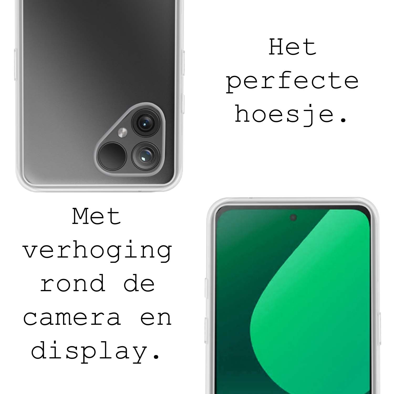 BASEY. Hoes Geschikt voor Fairphone 5 Hoesje Siliconen Back Cover Case Met Screenprotector - Hoesje Geschikt voor Fairphone 5 Hoes Cover Hoesje - Transparant