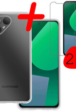 BASEY. Hoes Geschikt voor Fairphone 5 Hoesje Siliconen Back Cover Case Met 2x Screenprotector - Hoesje Geschikt voor Fairphone 5 Hoes Cover Hoesje - Transparant