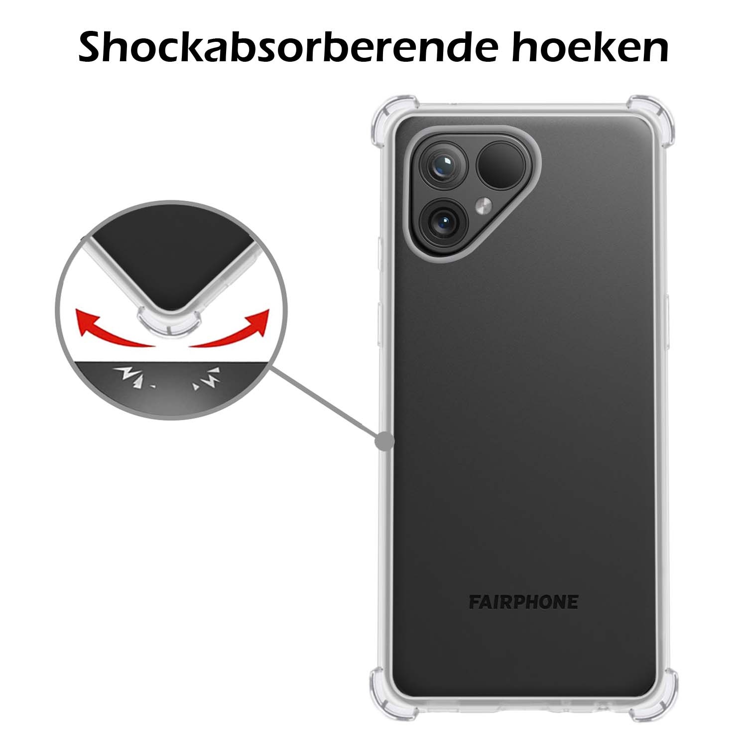Nomfy Hoesje Geschikt voor Fairphone 5 Hoesje Shock Proof Cover Case Shockproof Met Screenprotector - Hoes Geschikt voor Fairphone 5 Hoes Siliconen Back Case - Transparant