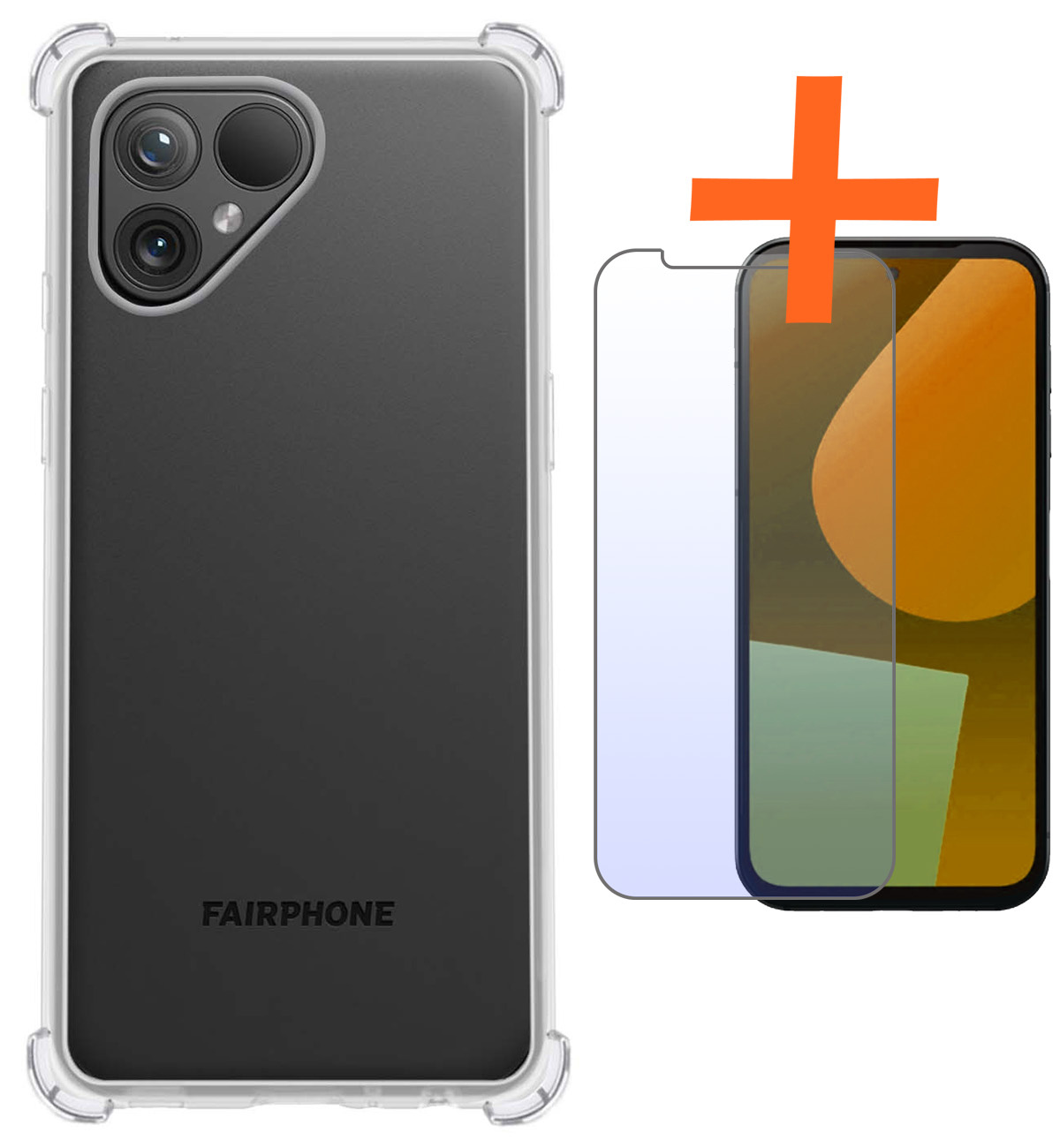 Nomfy Hoesje Geschikt voor Fairphone 5 Hoesje Shock Proof Cover Case Shockproof Met Screenprotector - Hoes Geschikt voor Fairphone 5 Hoes Siliconen Back Case - Transparant