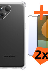 Nomfy Hoesje Geschikt voor Fairphone 5 Hoesje Shock Proof Cover Case Shockproof Met 2x Screenprotector - Hoes Geschikt voor Fairphone 5 Hoes Siliconen Back Case - Transparant