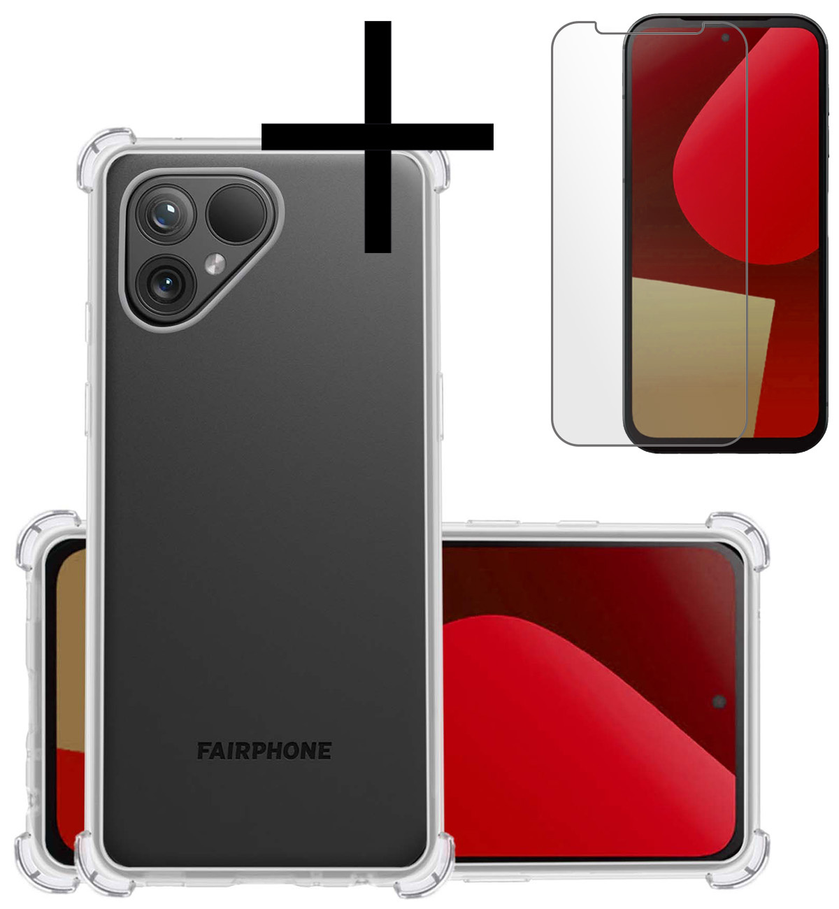 NoXx Hoes Geschikt voor Fairphone 5 Hoesje Siliconen Cover Shock Proof Back Case Shockproof Hoes Met Screenprotector - Transparant