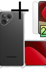 NoXx Hoes Geschikt voor Fairphone 5 Hoesje Siliconen Cover Shock Proof Back Case Shockproof Hoes Met 2x Screenprotector - Transparant