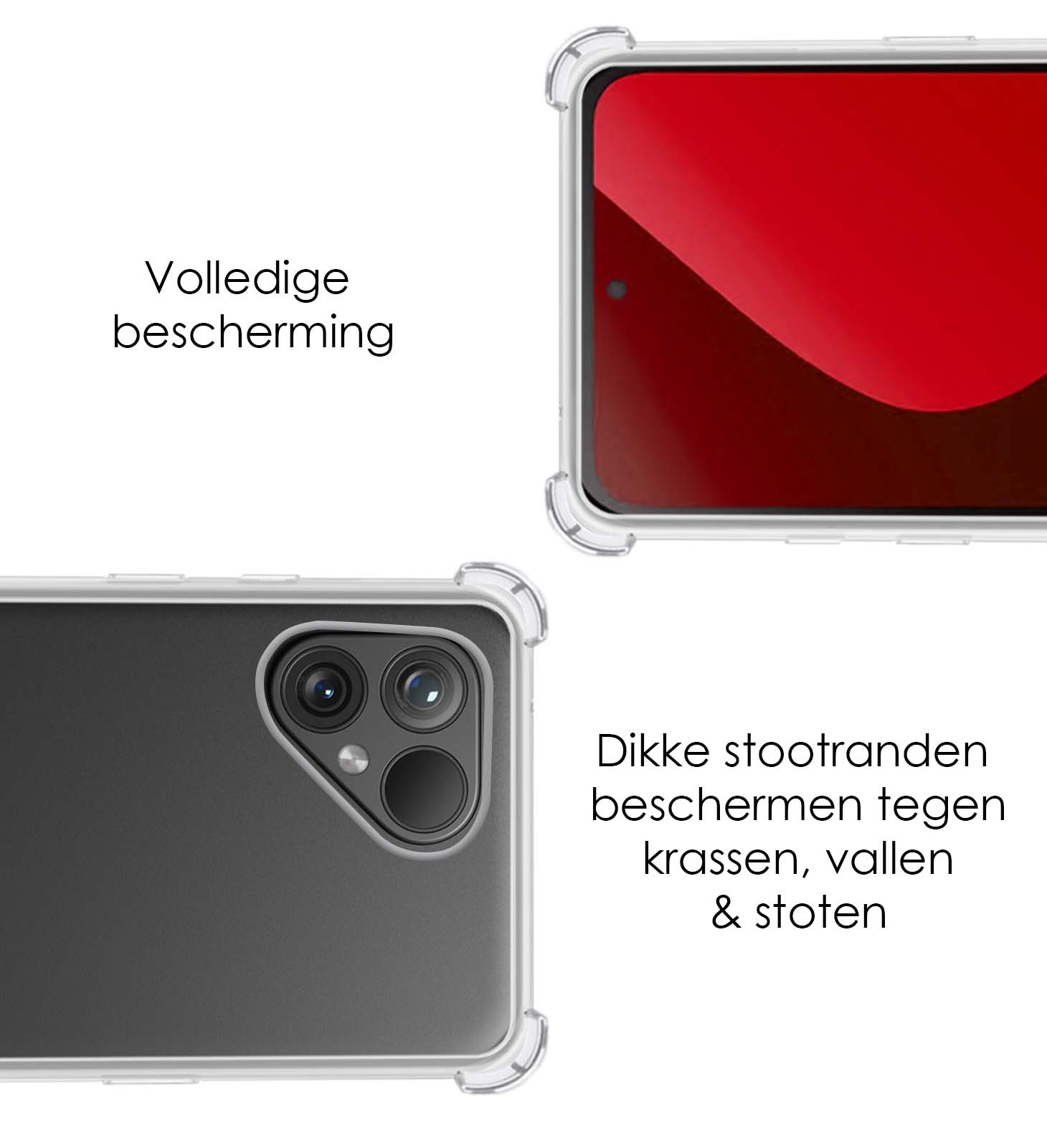 NoXx Hoes Geschikt voor Fairphone 5 Hoesje Siliconen Cover Shock Proof Back Case Shockproof Hoes Met 2x Screenprotector - Transparant