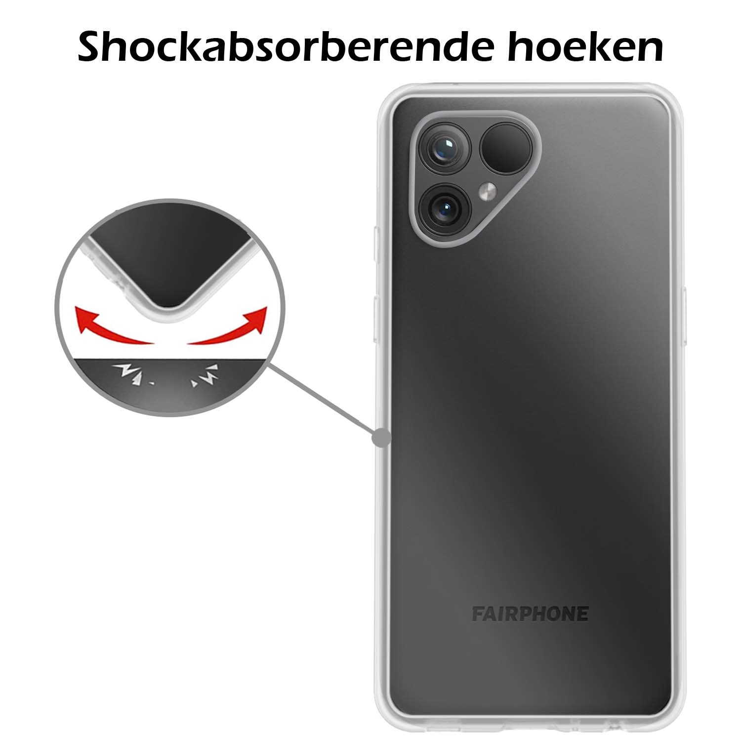 Nomfy Hoesje Geschikt voor Fairphone 5 Hoesje Siliconen Cover Case Met Screenprotector - Hoes Geschikt voor Fairphone 5 Hoes Back Case - Transparant