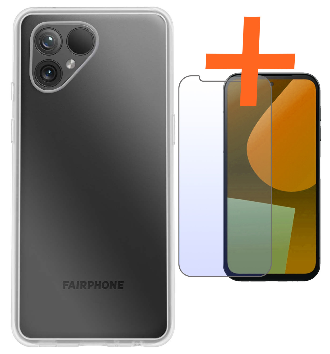 Nomfy Hoesje Geschikt voor Fairphone 5 Hoesje Siliconen Cover Case Met Screenprotector - Hoes Geschikt voor Fairphone 5 Hoes Back Case - Transparant